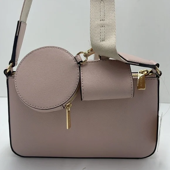 MICHAEL KORS Jet Set Saffiano Leather Crossbody Bag with Case for Apple AirPods - Picture 12 of 16